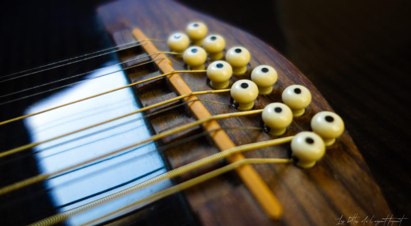 Un chevalet de guitare 12 cordes